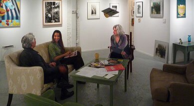 conversation lounge at oakopolis gallery